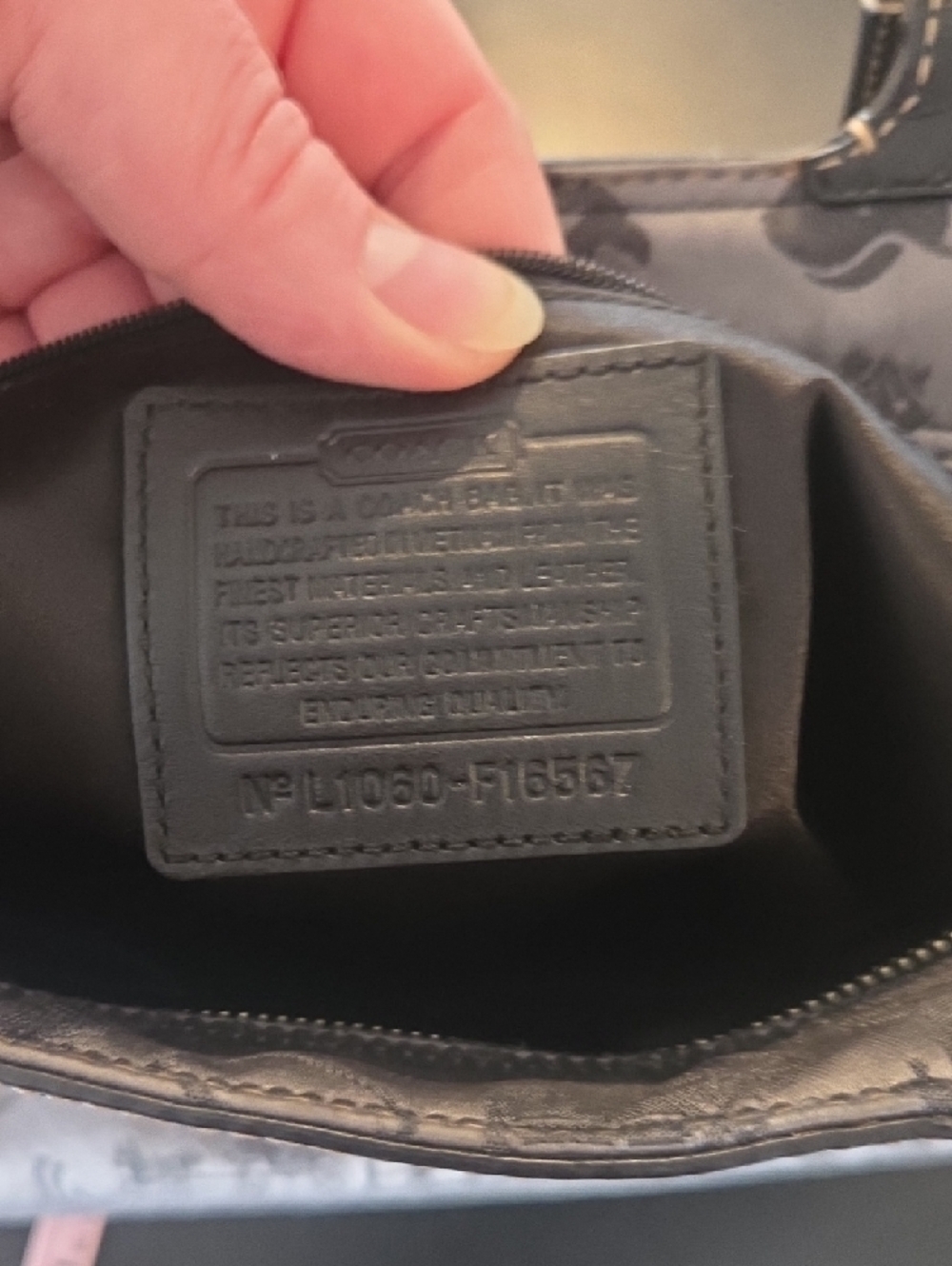 Coach Gray Tote with Black Trim and Signature Carriage Print - Picture 6 of 7